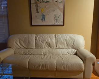 $150 Cream Leather Couch