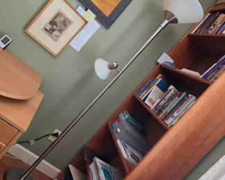 Brushed Nickel Torchiere Floor Lamp with Reading Light