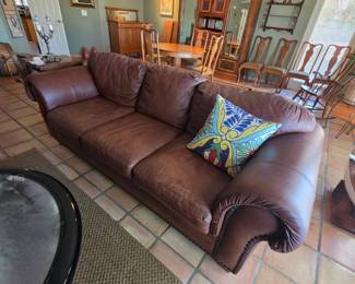 UFAC Brown Leather Sofa 3 Cushion Nailhead Couch Canada Vintage