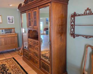 Stunning Victorian walnut combination Wardrobe Cabinet 1880 from England Converted to a China Cabinet