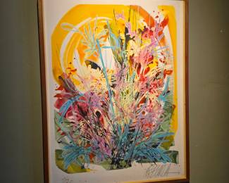 R R Benda Signed Limited Edition Serigraph Abstract Floral Framed