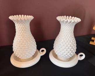 Fenton hobnail finger lamps