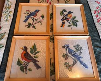 Embroidered art in frames