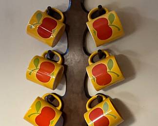 Cute 70’s mugs and mug rack