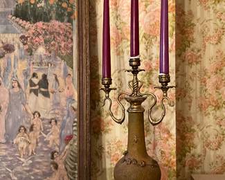 Super cool brass candelabra with bee feature