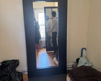 Contemporary Black Framed Floor Mirror with Clean Lines