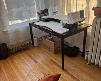 Simple Modern Work Desk with Black Legs and White Top