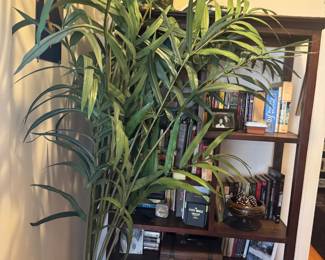 Mid-Century Modern Dark Wood Display Cabinet with Decorative Carvings