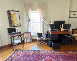 Mixed Home Office Contents with Area Rug and Electronics