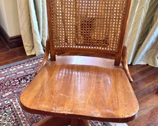 $350 - Oak Swivel Desk Chair with Cane Back, Early 20th Century Office Chair