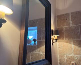 Black Framed Bathroom Mirror with Ornate Detailing