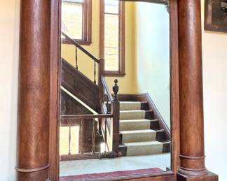 $2500 - American Empire Column Pier Mirror, Large Architectural Mantel Mirror, c.1900