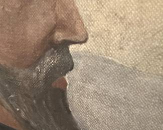 Monumental Early 20th Century Oil Painting – Missionary Scene (59w x 101h)