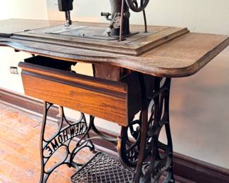 $400 - Light Running Treadle Sewing Machine Cast Iron Base Wood Cabinet