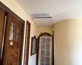 Vintage 3-Light Semi-Flush Mount Ceiling Fixture – Antiqued Brass with Ornate Scrollwork Arms