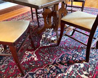 $1500 - Eastlake Walnut Drop Leaf Table Carved Victorian Folding Dining Table