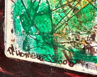 Contemporary Expressionist Oil on Canvas — Abstract Green Botanical Signed