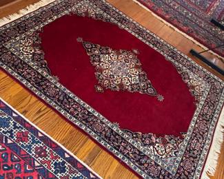 Antique Persian Bijar Rug – Hand-Knotted Wool Red Medallion Accent Rug