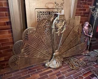 Peacock Fire Screen Folding Fan Fire Screen