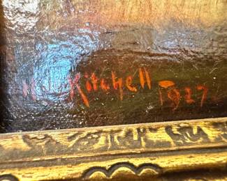 M. Mitchell 1927 Oil Painting Tonalist Landscape Antique Framed Signed Artwork