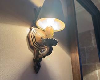 Art Deco Wall Sconce with Floral Details and Original Shade