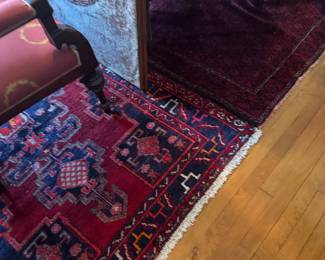 Antique Caucasian Shirvan Hand-Knotted Wool Rug – Tribal Geometric Medallion Design, Indigo & Madder Red, Early 20th Century Heritage Textile