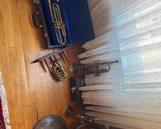  Gemini said Antique Silver-Plate Tuba - Vintage Brass Trumpet with Case - Antique Pocket Trumpet