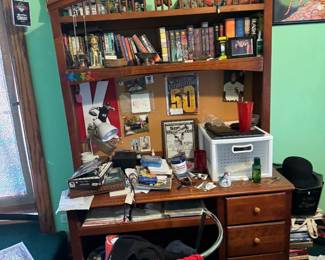 Wood Carved Desk with Storage