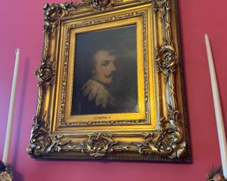 Ornate Gilded Frame Portrait Painting with Male Figure