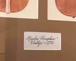 Framed Violin Print Sanctus Seraphin Venetijs c1730 Classical Instrument Artwork Gilt Frame