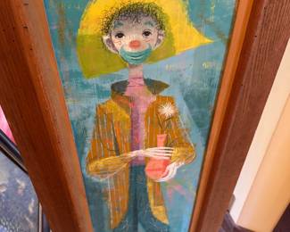 Colorful Framed Artwork of Clown by Robert J. Lee