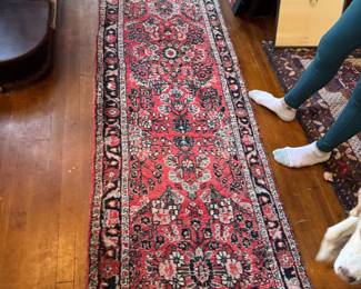 Persian Runner Rug with Intricate Floral Patterns and Rich Reds