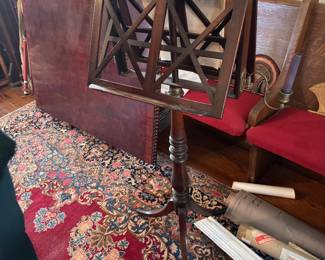 Antique Georgian Style Mahogany Music Stand – Lyre Trestle Sheet Music Rack