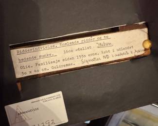 16th Century Italian Oil Painting: Knight and Monks on Labeled Board