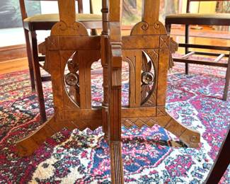Eastlake Walnut Drop Leaf Table Carved Victorian Folding Dining Table