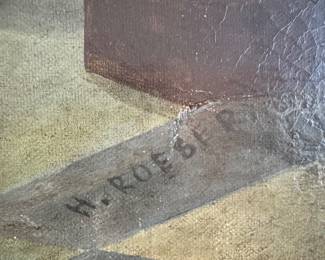 H. Roese Oil on Canvas Landscape Painting with Rich Earth Tones