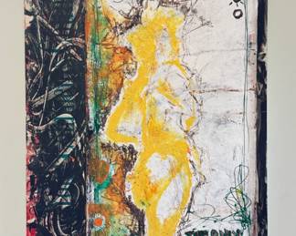 Neo-Expressionist Mixed Media Painting — Yellow Silhouette