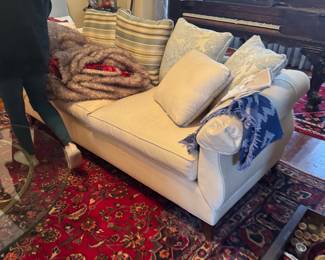 Luxe Upholstered Sofa with Rolled Arms in Neutral Fabric