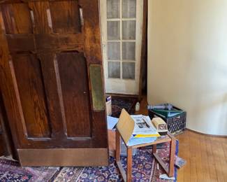 Craftsman Oak Front Door with Leaded Glass Panels
