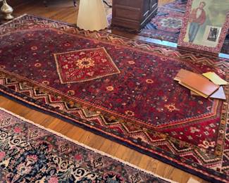 Handwoven Persian Sarouk Area Rug with Geometric Patterns