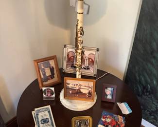 Custom Clarinet Table Lamp - Antique Circular Mahogany Tiered Stand