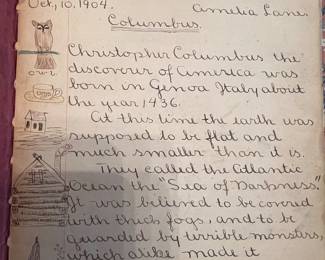 1904 Hand-Illustrated "Red Acorn" Composition Book - Amelia Lane