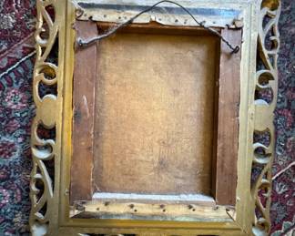 Romantic Child Feeding Birds Painting, Ornate Gilt Frame, Decorative Oil Artwork