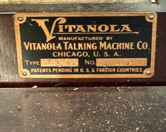 Vintage Vitanola Phonograph Cabinet, Wind Up Talking Machine, 1920s Record Player