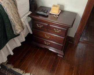 Classic Cherry Wood Nightstand with Brass Hardware