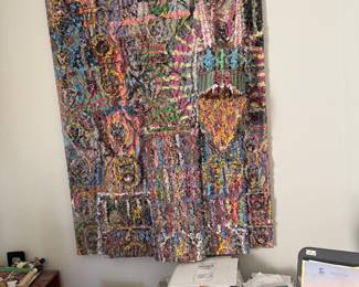 Colorful Textile Wall Hanging with Geometric Patterns