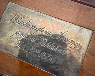 Silver-Plated Presentation Plaque for Washington Irving, 1856
