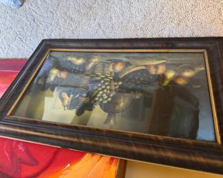 Framed Still Life Painting with Grapes and Pears, 20th Century