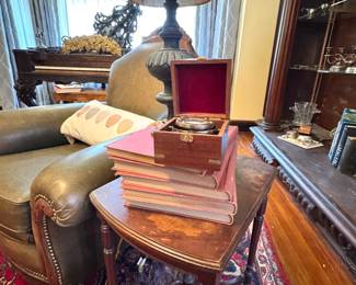 Polished Brass Gimbaled Nautical Compass in Velvet-Lined Display Box