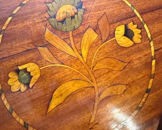 Sheraton Style Mahogany Inlaid Card Table Handkerchief Fold Domino Marquetry Game Table